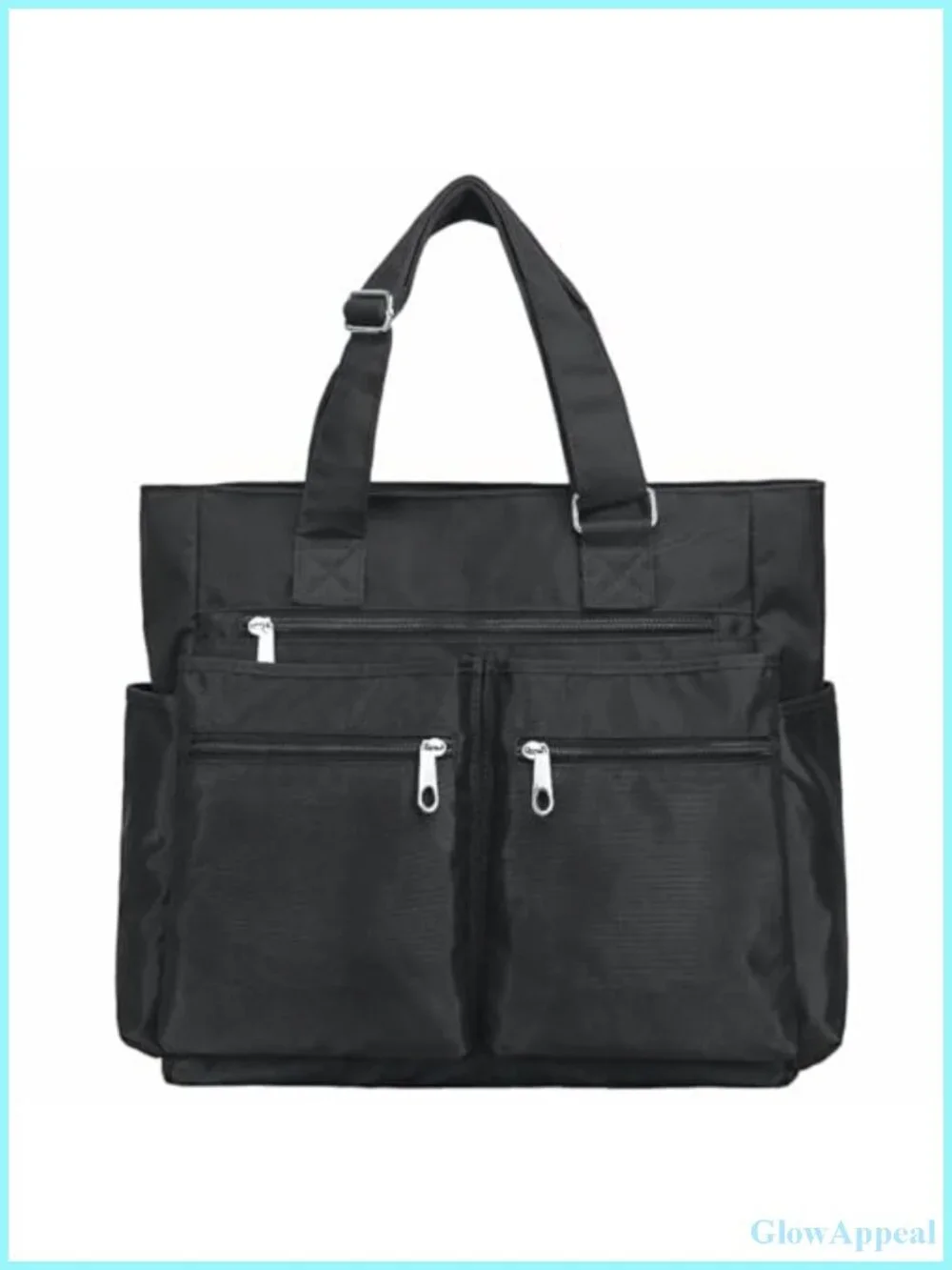 Waterproof Nylon Tote Bag with Laptop Compartment, Multi Pocket Shoulder Bag